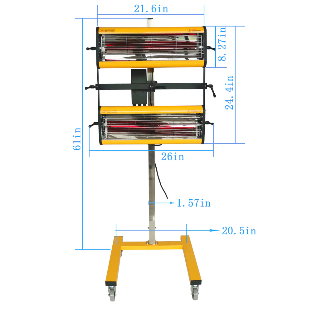 Solary Infrared Paint Curing Lamp, 2-Head Short Wave Infrared Lamp for Painting,Model B2EA - Image 4
