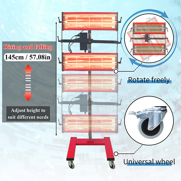 Solary Infrared Paint Curing Lamp, 2100W 110V Short Wave Infrared Paint Dryer with Timer for Car Paint Spray Booth, Red - Image 5