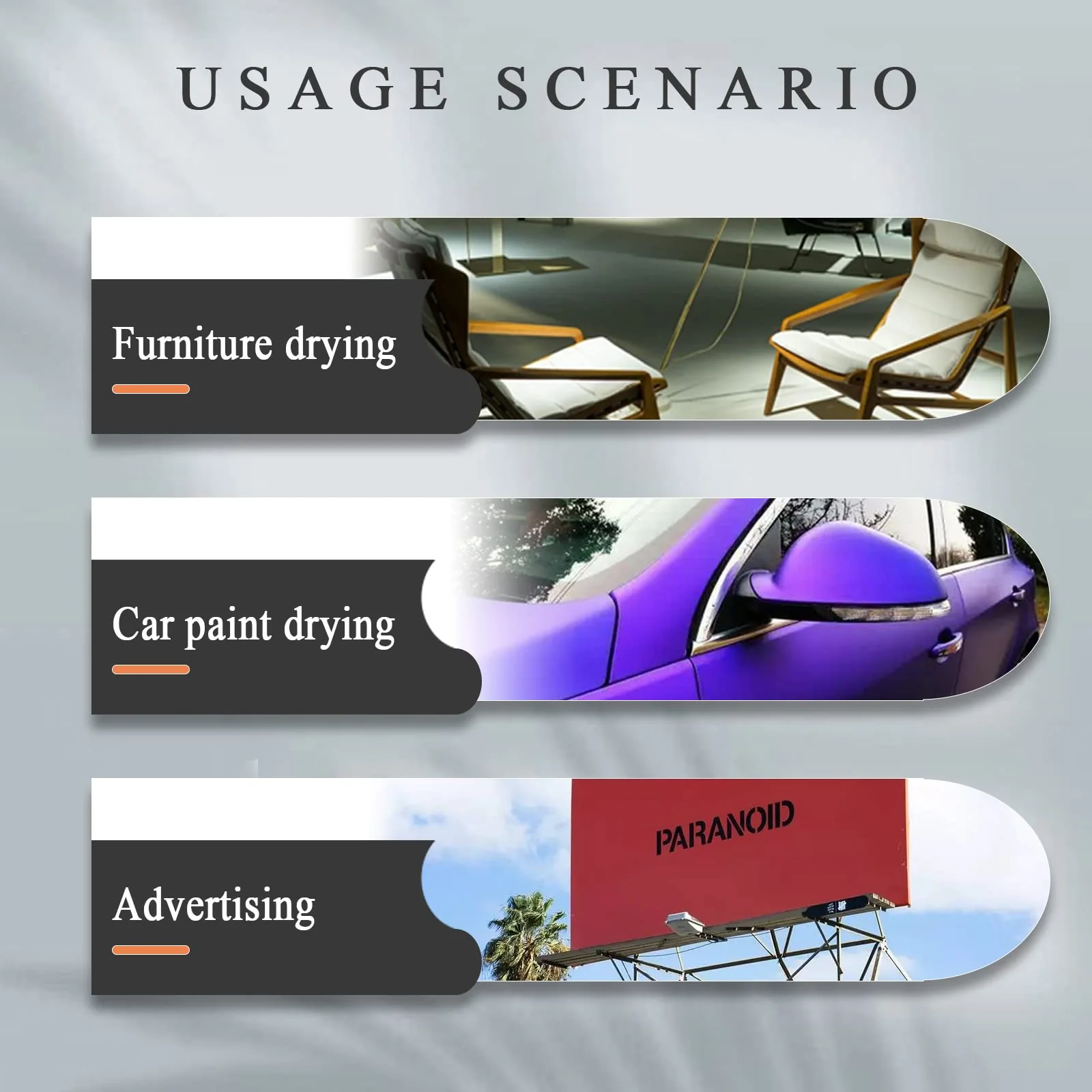 Solary Paint Drying Lamp, 1050W 110V Infrared Paint Curing Lamp with Timer for Car Body Repair - Image 9