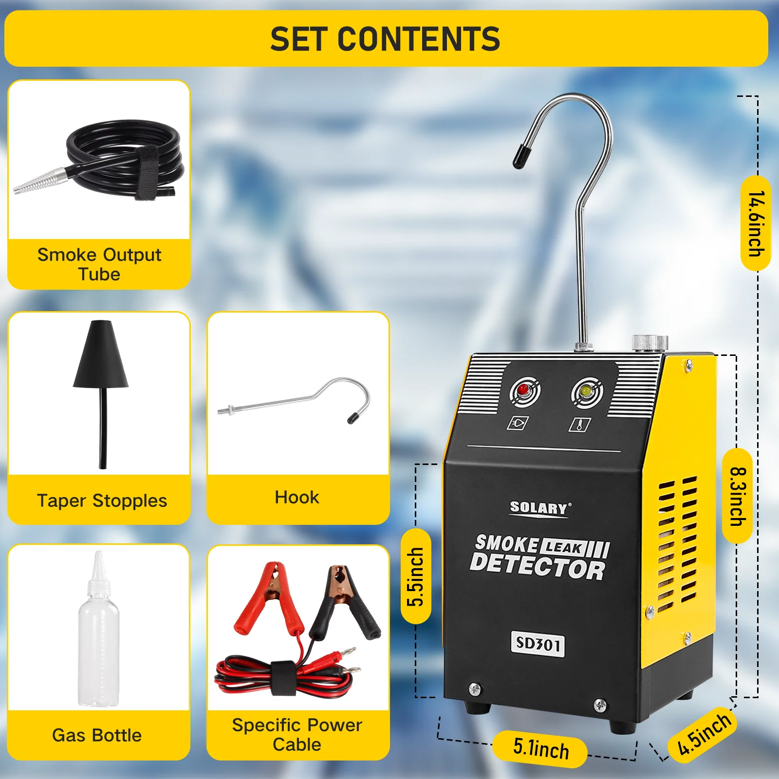 Solary Automotive Smoke Machine Leak Detector - 12V DC EVAP Vacuum Diagnostic Tester for Pipe System - Image 4