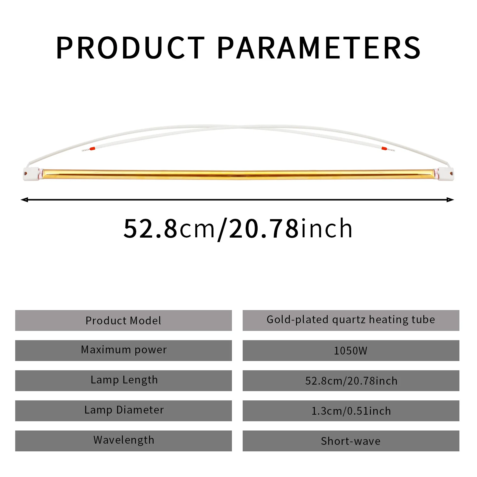 Solary B2EA Series Emitter Tube Infrared Heater Replacement Bulb Heat Lamp - Image 7