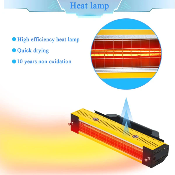 Solary Handheld Short Wave Infrared Paint Dryer Lamp for Car Bodywork Repair, 1000W 110V-Yellow - Image 4