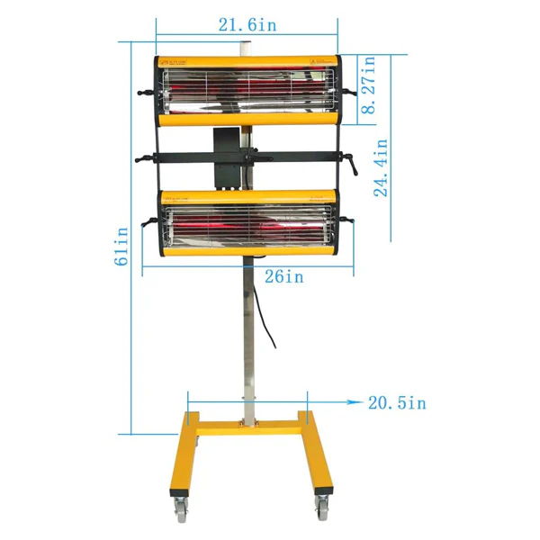 Solary Short Wave Infrared Paint Curing Lamp, Floor Lamp Double Head for Car Bodywork Repair - Image 5