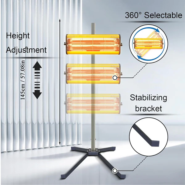 Solary Infrared Paint Curing Lamp, 1050W 110V Short Wave Infrared Paint Baking Lamp with Smart Timer and Stand - Image 3