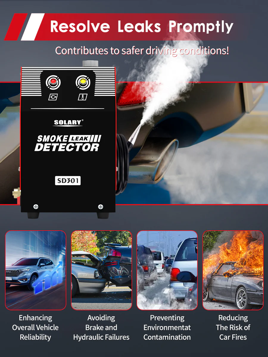 Solary Automotive Smoke Machine Leak Detector - 12V DC EVAP Vacuum Diagnostic Tester for Pipe System-Red - Image 4