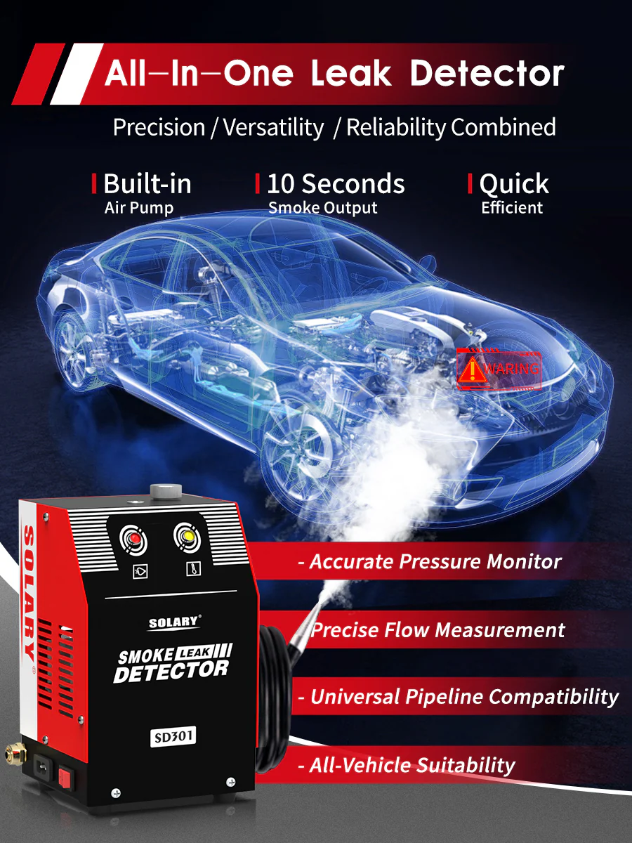 Solary Automotive Smoke Machine Leak Detector - 12V DC EVAP Vacuum Diagnostic Tester for Pipe System-Red - Image 6