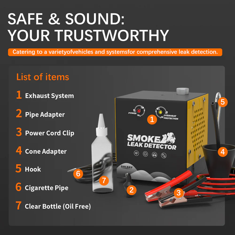 Solary Smoke Machine Automotive Leak Detector - Evap Vacuum Smoke Diagnostic Tester, Pipeline Fuel Leakage Detector Compatible - Image 3